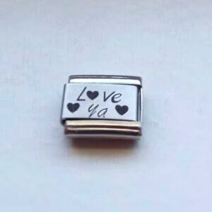 Love Ya hearts laser 9mm stainless steel italian charm bracelet link new